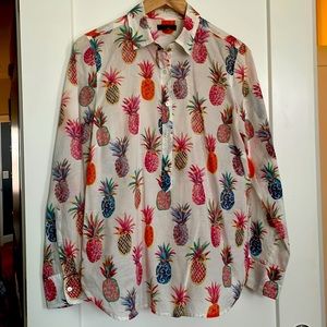 JCrew Tunic Cotton Pineapple printed shirt